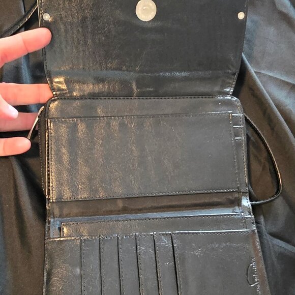 LANGDON LEATHER Black Leather Crossbody Wallet Purse NWOT - Picture 6 of 11
